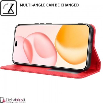 Dirbtinės odos atverčiamas dėklas su skyreliais - raudonas (Huawei Honor 400 Pro)